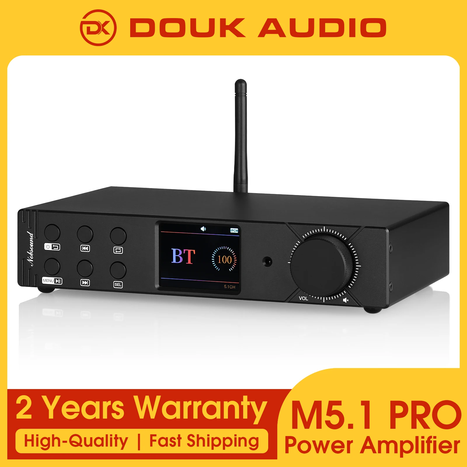 Douk Audio-Amplificateur Bluetooth 5.1 canaux, M5.1PRO HiFi, Convertisseur optique coaxial stéréo, Lecteur USB, DSDMatte