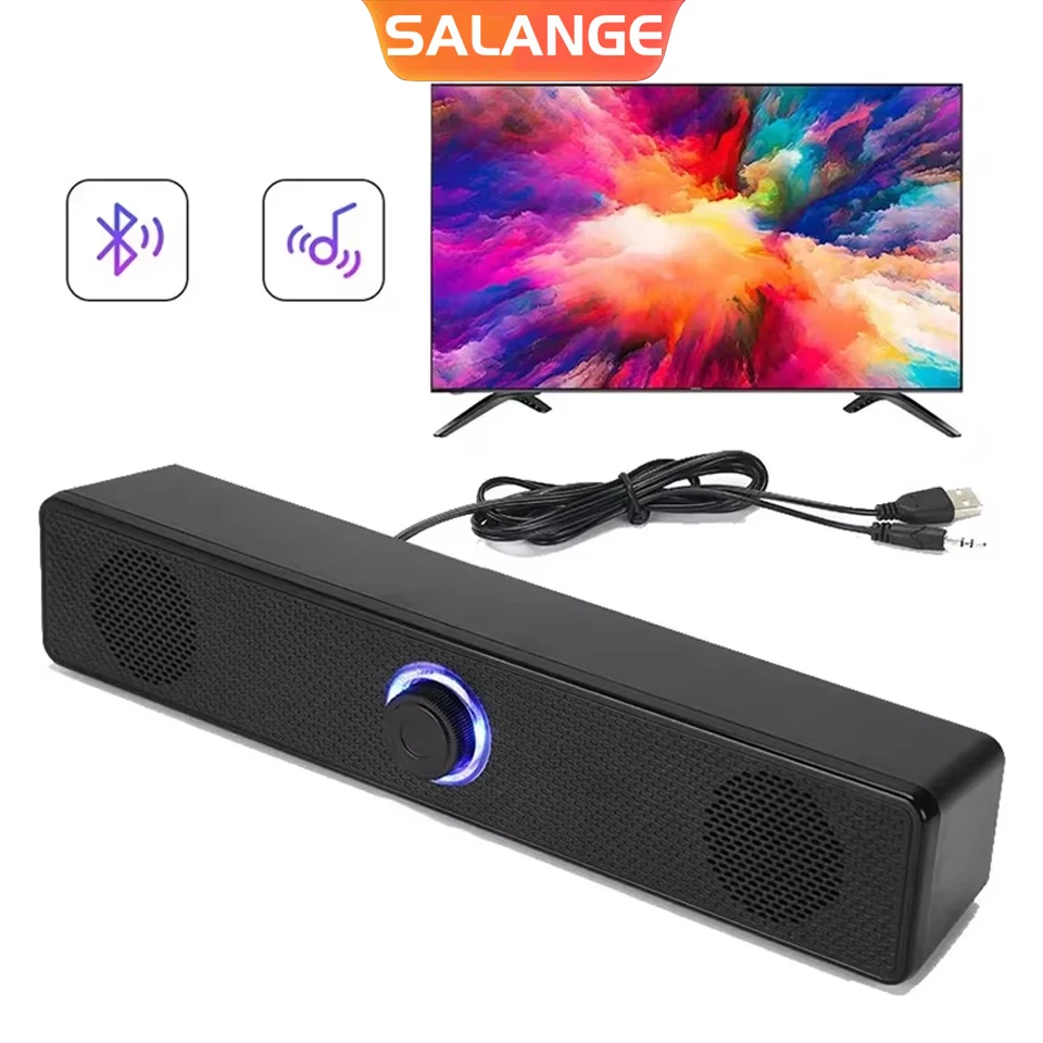 Barre de son PC filaire et sans fil 5.0 haut-parleur Bluetooth barre de son alimentée par USB pour ordinateur TV PC portable de jeu Home cinéma Surround