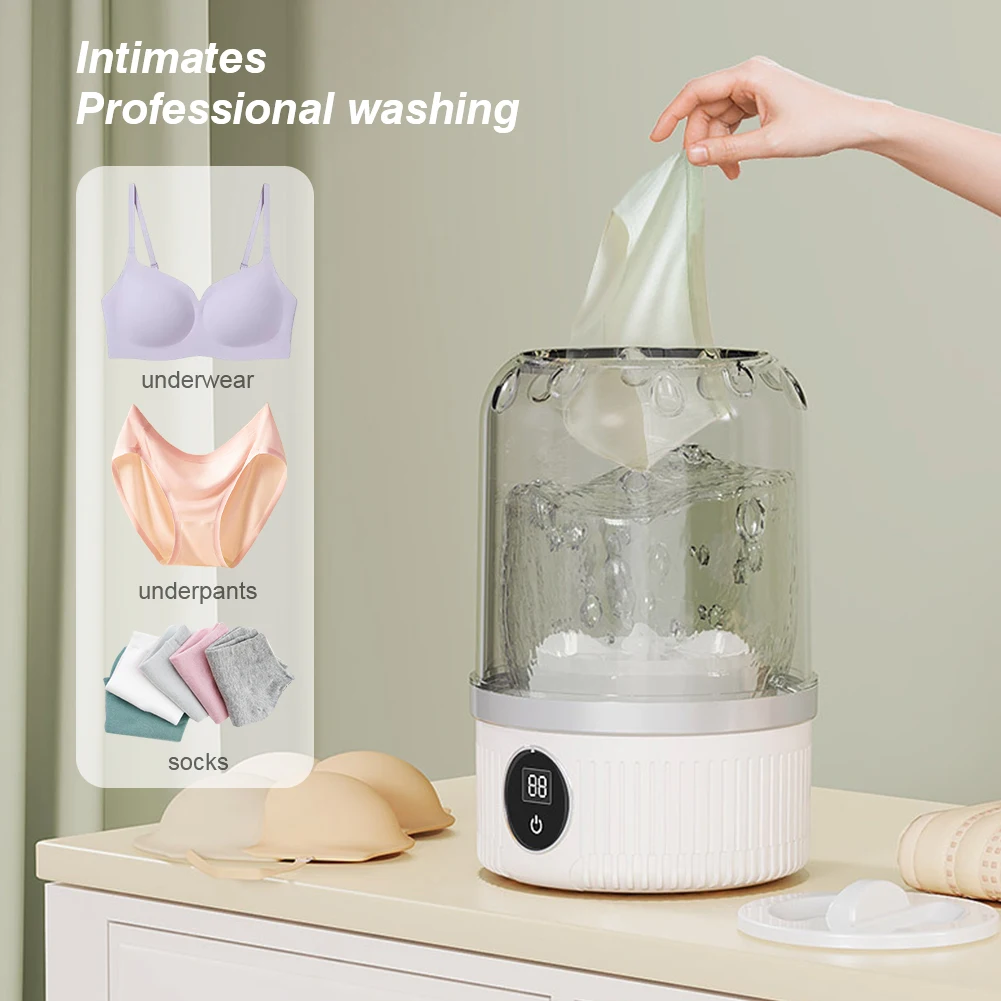 Lave-linge sous-vêtements avec tasse à linge, petite Machine à laver sans fil, Rechargeable, Portable, pour soutien-gorge, sous-vêtements, chaussettes