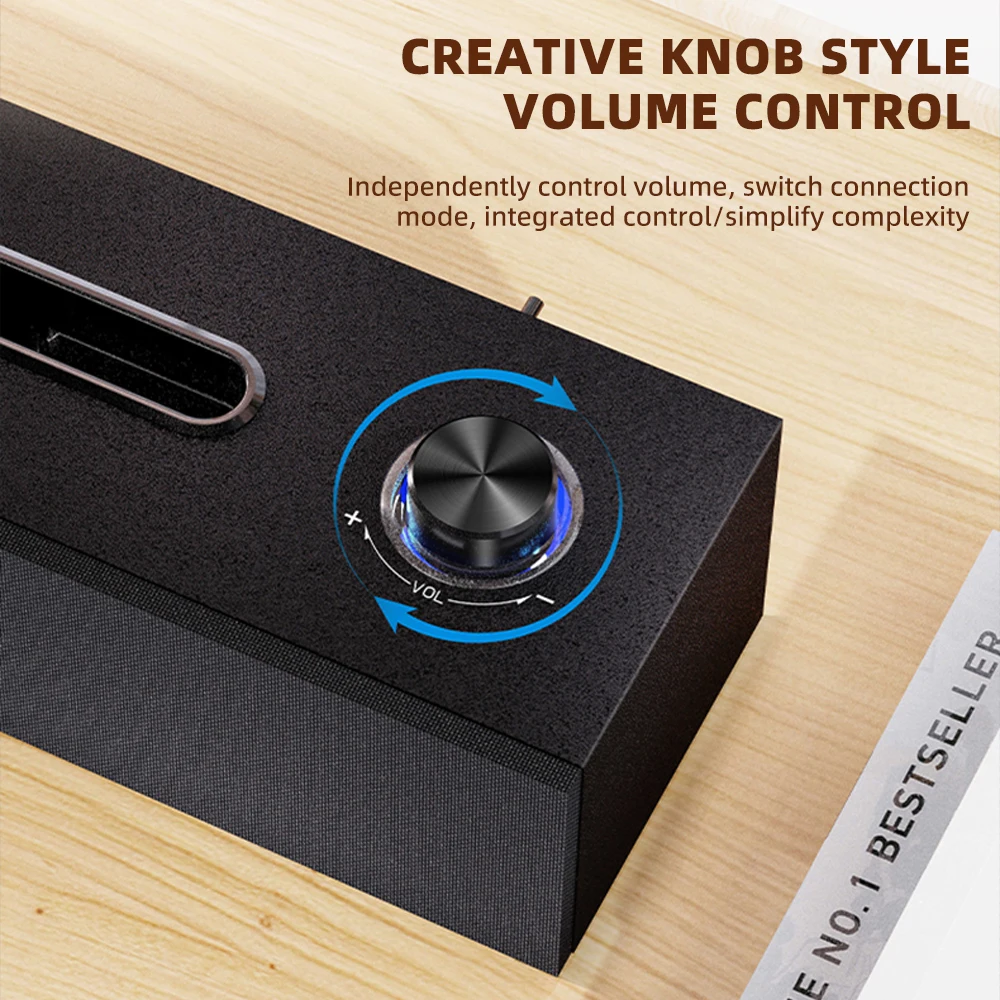 La barre de son Philips SPA 3808 comprend une conception simple de grain de bois, qualité sonore HIFI, effet Audio 3D et carte son intégrée – Image 5