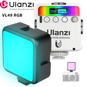 Ulanzi VL49 RGB lumière vidéo LED polychrome 2500K-9000K 800LUX Mini lumière de remplissage magnétique étendre 3 chaussures froides 2000mAh Port type-c