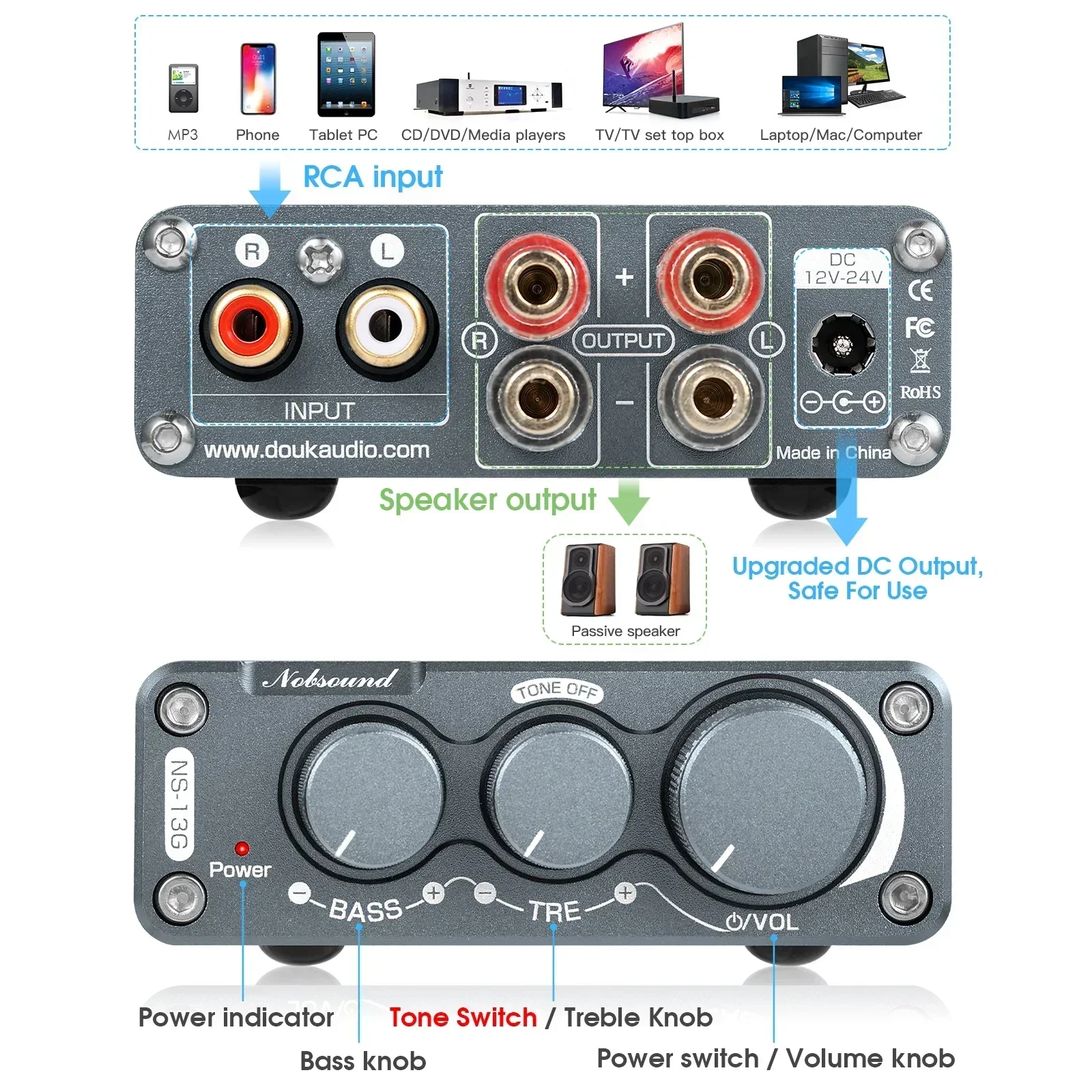 Nobsound NS-13G Mini TPA3116 amplificateur de puissance numérique classe D stéréo amplificateur Audio de bureau 100W + 100W pour haut-parleur stéréo domestique – Image 2