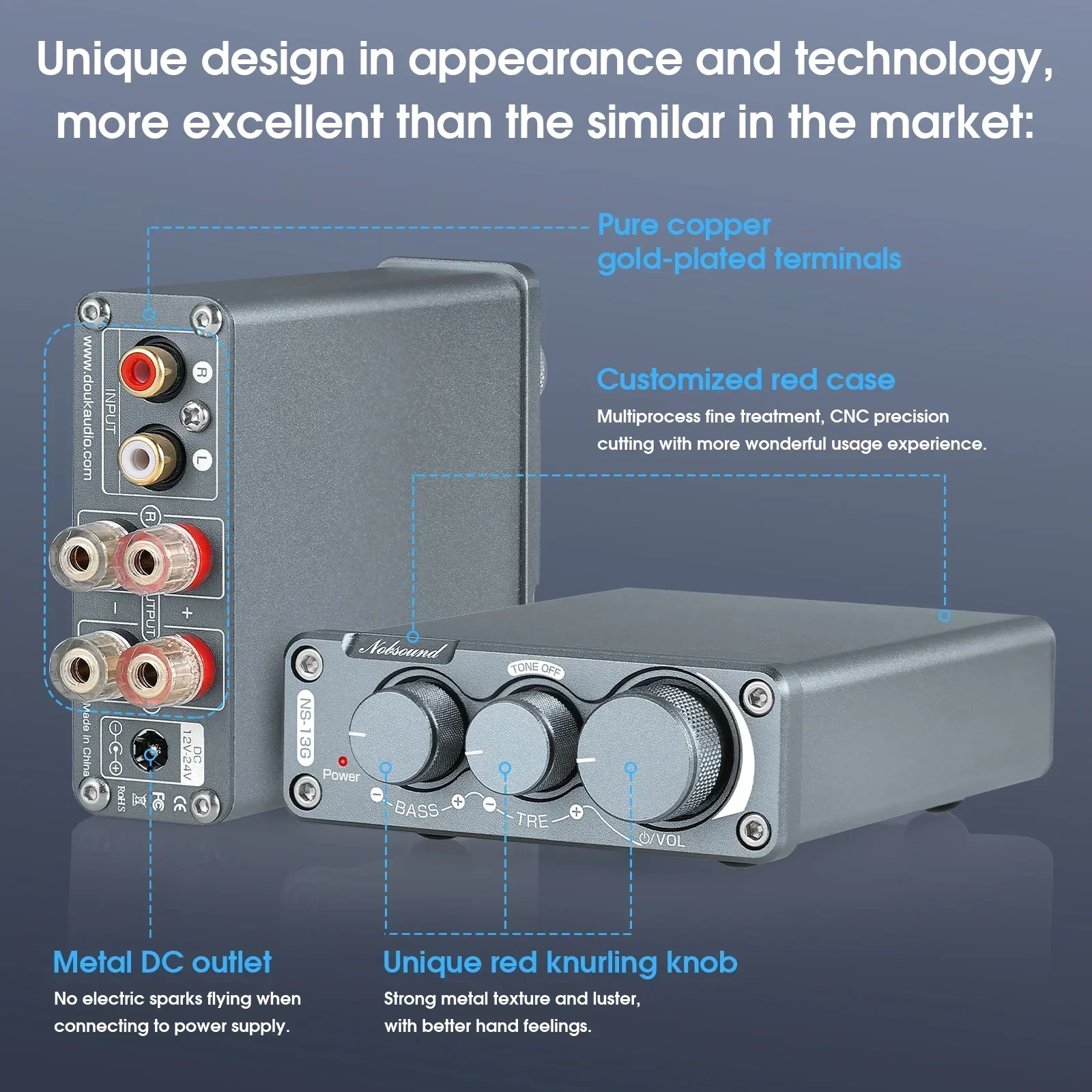 Nobsound NS-13G Mini TPA3116 amplificateur de puissance numérique classe D stéréo amplificateur Audio de bureau 100W + 100W pour haut-parleur stéréo domestique – Image 3