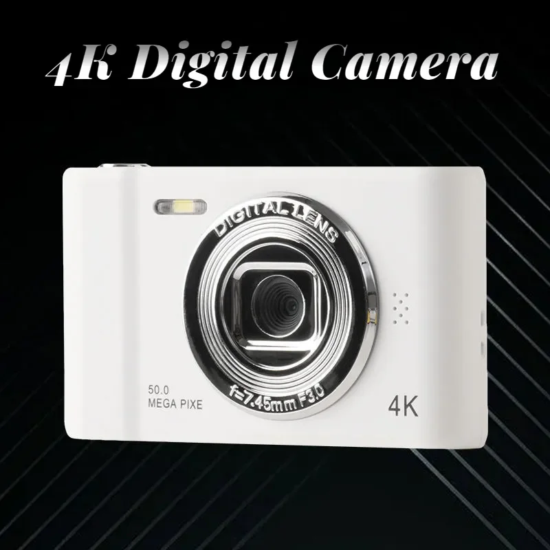Caméra selfie numérique de voyage, caméra 4K, n&rsquo;aime 50 mégapFête els, photographie HD, écran 2.4 pouces, mini caméra rétro pour campus pour enfants, entrée de gamme