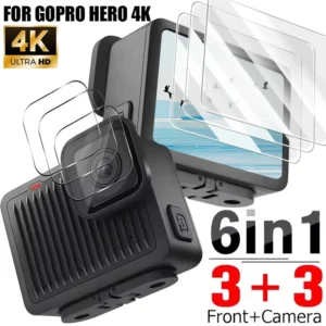 Film de protection d'écran en verre 6 en 1 pour caméra GoPro 4K, HD transparent, anti-rayures, couverture complète
