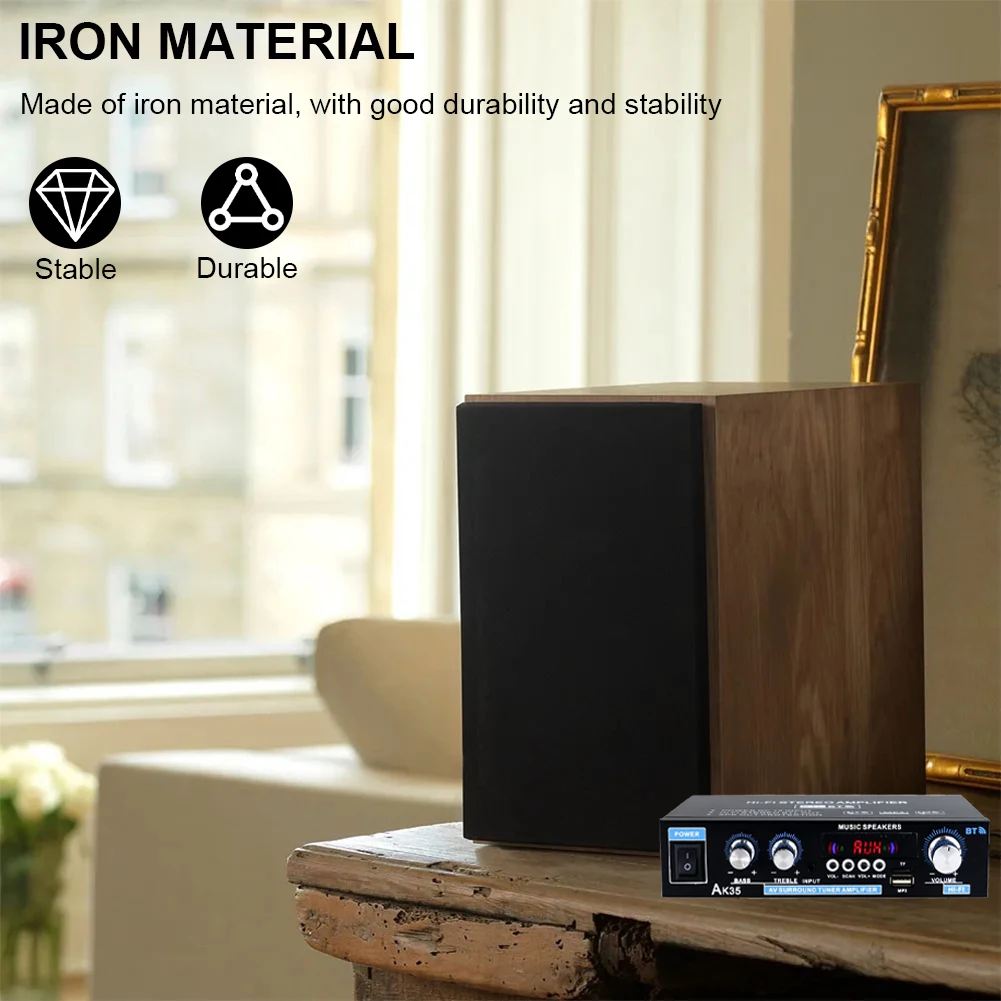 Amplificateur Audio numérique Bluetooth prise ue AK35 amplificateurs stéréo HiFi 110 V-240 V USB carte SD dispositif d'ampli Radio avec télécommande – Image 3
