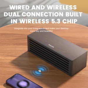 PHILIPS SPA3700 Dpeaker de bureau avec unité de pilote dynamique de 52mm conception de boîtier en bois connexion bimode Via filaire et Bluetooth