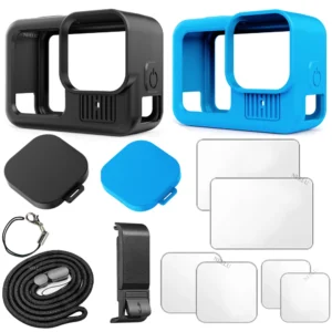 Coque en silicone pour GoPro Hero 13, protecteur d'écran en verre trempé noir, Film de protection, couvercle de capuchon d'objectif pour accessoires GoPro 13