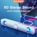Barre de son Salange Bluetooth USB haut-parleurs filaires barre caisson de basses de bureau haut-parleur stéréo basse pour projecteur PC ordinateur portable téléphone blanc