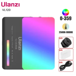 Ulanzi VL120 lumière vidéo RGB polychrome 2500K-9000K LED éclairage de photographie lumière d'appareil photo à intensité variable lumière de remplissage Vlog en direct