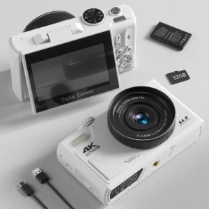 Appareil photo numérique Compact 4K, Zoom 64MP 18X, pour la photographie, vlog, YouTube, Flash à écran rabattable de 3 pouces